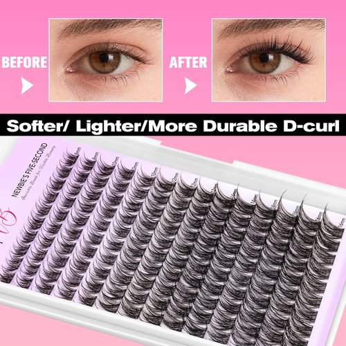 VEYESBEAUTY Lash Clusters Kit Individual Eyelash Extensions Thin & Invisible Band DIY False Eyelashes Newbie's Five-Second Series Wispy Lash Tray, LuxeBold KIT with Bond&Seal Remover Applicator