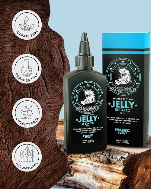Bossman Jelly Beard Oil - Magic Scent Beard Softener & Moisturizer for Men (4 oz)