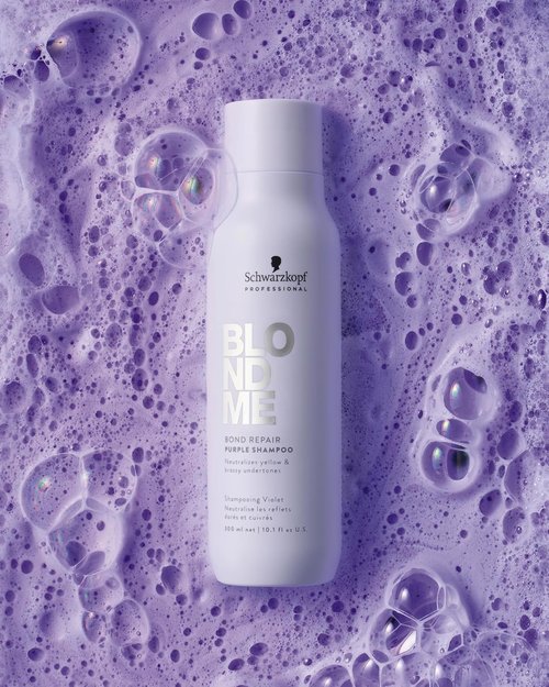 BlondMe Bond Repair Purple Shampoo - Neutralizes Yellow Tones & Strengthens Blonde Hair | Moisturized, Healthy-Looking Finish