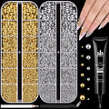 Silver and Gold Nail Charms and Gems wiith Glue, 1.5-5mm Half Round Nail Pearls for Nails with Pickup Pencil and Tweezers, Pearl Nail Charm Rhinestones for Crafting Face Hair Manicure DIY Decor
