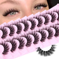Natural Lashes Fluffy False Eyelashes Wispy Lashes 3D Volume Strip Lashes 14mm D Curly Fake Eyelashes with Clear Band 10 Pairs Eye Lashes by Calphdiar