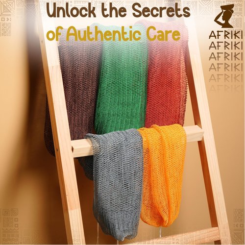 AFRIKI African Net Sponge – Exfoliating Body Scrubber, Black Owned & Rooted in Africa, All Skin Types | 45 in Long (Brown)