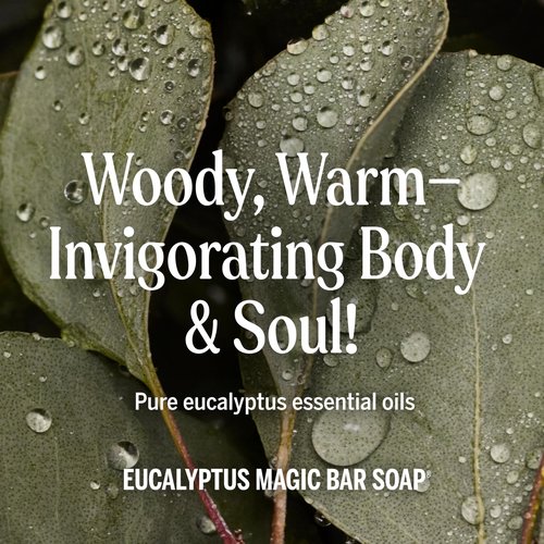 Dr. Bronner's Pure-Castile Magic Soap Bars (Eucalyptus, 5 oz, 6-Pack)- Made with Regenerative Organic Certified Oils for Face, Body & Hair - Gentle, Vegan- Bar Soaps for Men & Women