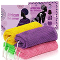 SpiralScgv 4 Pieces Real African Net Sponge – Exfoliating for Smooth & Glowing Skin – Long-Lasting Nylon Mesh, Quick-Dry for Daily Shower Use (Yellow, Pink, Purple, Green)