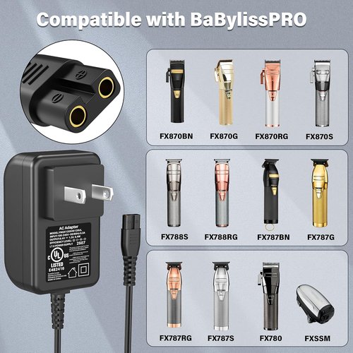BaByliss PRO Power Cord - 6.0Ft Extra Long Charger for FX787, FX788, FX820 Trimmer & FX870 Clipper