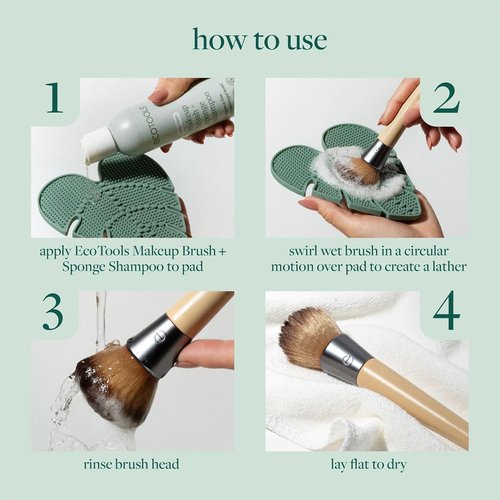EcoTools Makeup Brush Cleansing Pad - Deep Cleaning Silicone Mat with Suction Cup | Easy to Clean, 1 Count