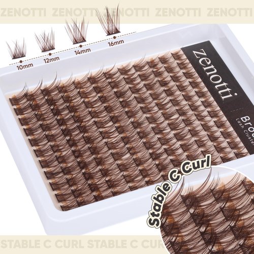 Brown Lash Clusters Natural Eyelash Extension Brown Lash Extension Eyelash Clusters 10-16MM Individual Eyelashes Clusters Wispy Lash Extension DIY Lashes Clusters by zenotti