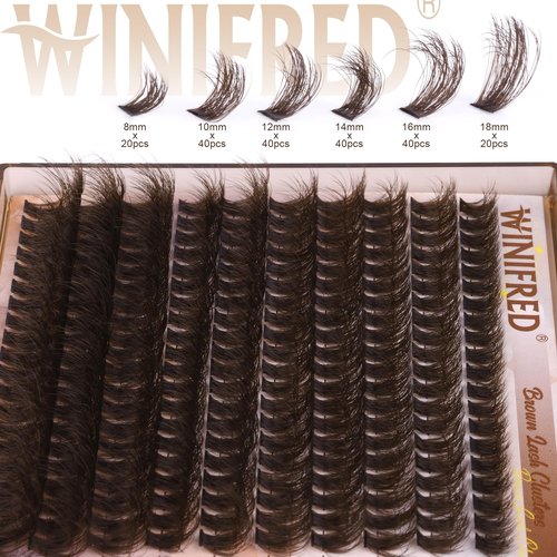 Brown Lash Clusters Dark Brown Individual Lashes Wispy Thick Volume Lash Extension D Curvature Clusters Eyelashes 80D Clusters Lashes by Winifred (8-18mm)