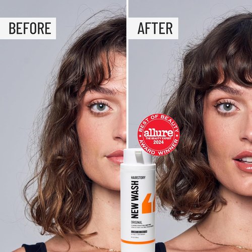 Hairstory New Wash Original - Sulfate-Free Shampoo & Conditioner in One, 8 Fl Oz Refillable Bottle
