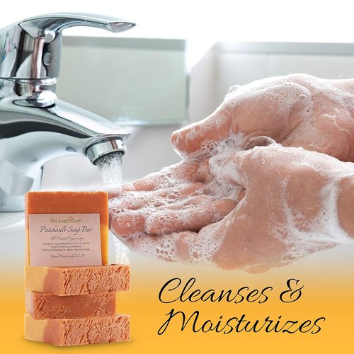Patchouli Soap Bar | 4 Large 4.5 oz Handmade Bars - 100% Natural & Non-GMO Ingredients Made in USA