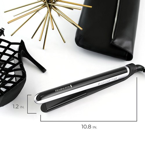 Remington Pearl Pro Ceramic Flat Iron - 1-Inch Floating Plates for Fast Styling | Black & White