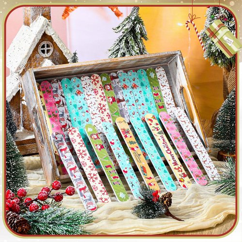 Lanties 45 Pack Christmas Nail Files Gifts Bulk Holiday Emery Boards Double-Sided Christmas Party Nail Files Bulk Stocking Stuffers Christian Gifts for Women Customers Coworkers Staff(Santa)