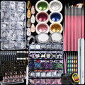Teenitor Acrylic Nail Kit With Chrome Powder, Almond Tips, Art Brushes, Charms, 3D Gel, Tools, Stand - Beginner Set