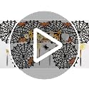 Halloween Spider Web Placemats Set of 4 - Black & Orange Glitter Felt Spiders