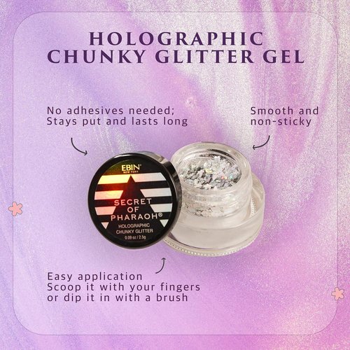 Secret of Pharaoh Holographic Glitter Gel - Pink Passion | Versatile Face, Body & Hair Makeup for Festivals