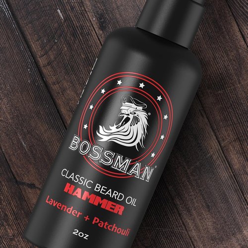 Bossman Organic Mustache & Beard Oil - Natural Moisturizer with Jojoba, Argan & Avocado Oils | 2 oz, Hammer Scent