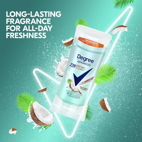 Degree Advanced Antiperspirant Deodorant Move Fresh Coconut 4 Count 72-Hour Sweat & Odor Protection Antiperspirant for Women with MotionSense Technology 2.6 oz