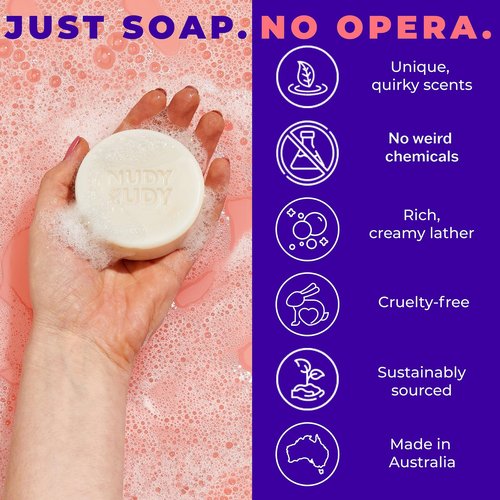 Nudy Rudy Milk Bar, Goat Milk Soap Bar Puck, Made with Organic Shea Butter, Triple Milled Bar, No Harsh Ingredients, All Skin Types, 4.2 oz, Made in Australia