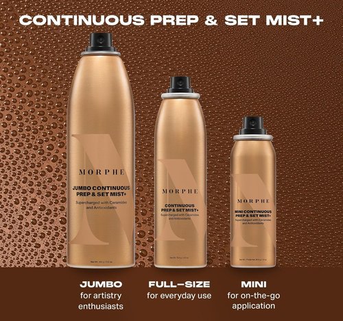 Morphe Jumbo Continuous Prep & Set Face Mist - Hydrating Makeup Setting Spray with Ceramides - 6.5 oz