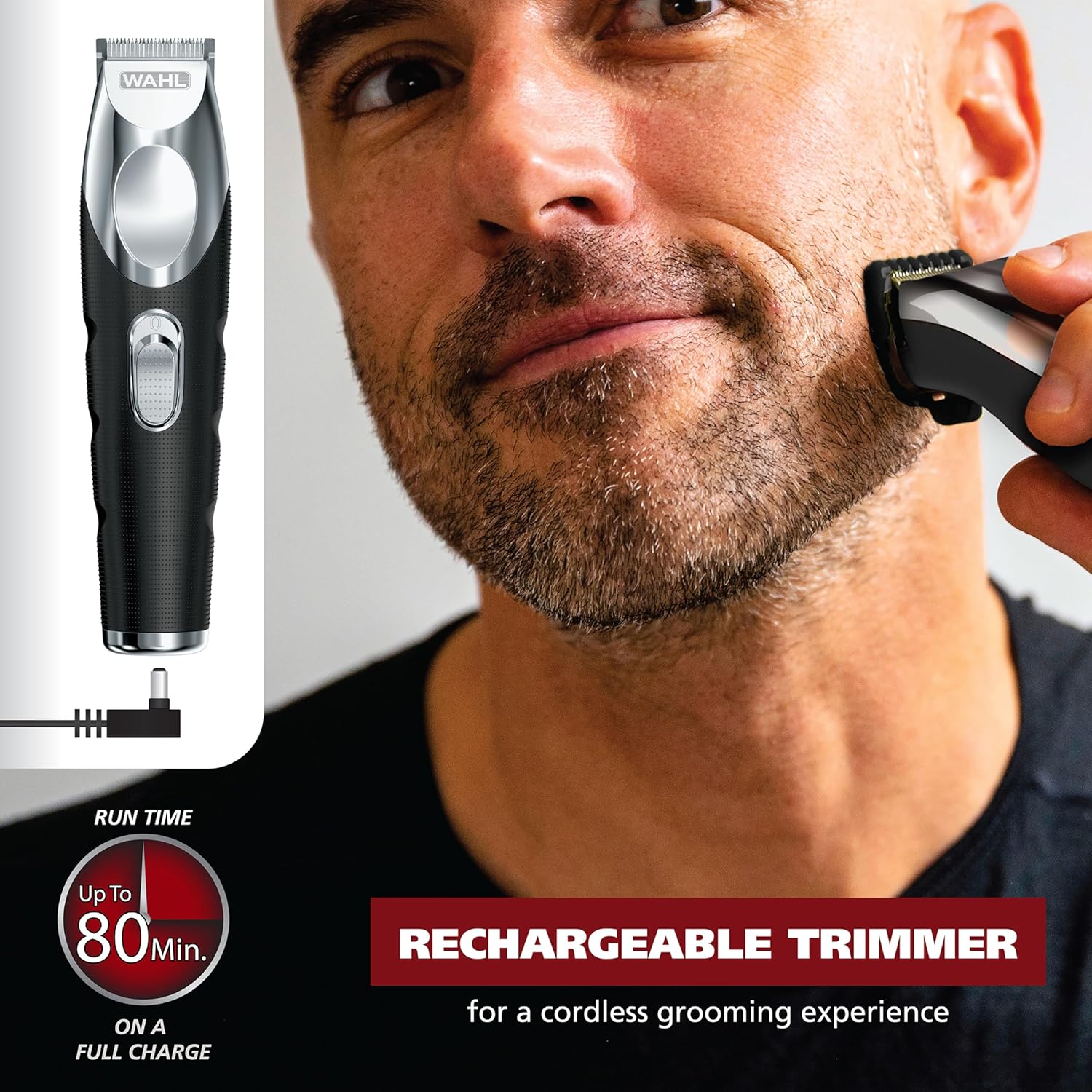 Wahl Groomsman Pro Beard Trimmer for Men - Rechargeable Cordless with 3 Attachments for Beard, Nose & Ear Hair - Model 5617