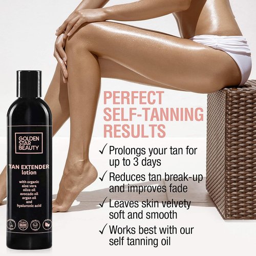 **Tan Extender Daily Moisturizer by [Brand Name] - Organic Oils & Hyaluronic Acid for Longer-Lasting Tan | 8 fl. oz.**