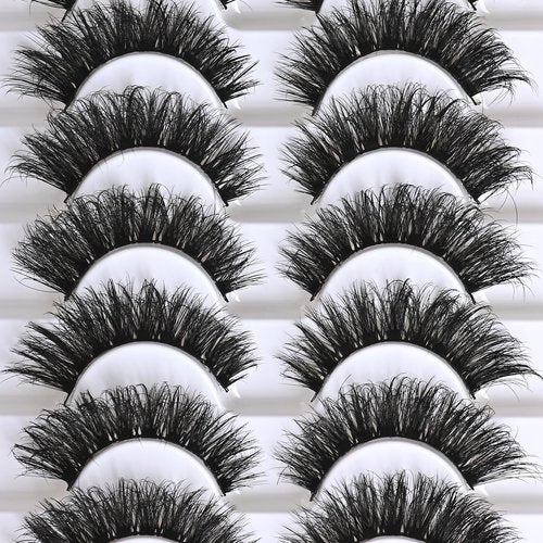 FARRED Mink Lashes False Eyelashes Cat Eye Strip Lashes Wispy Faux Mink Eye Lash Fluffy Eyelash Natural Look 10 Pairs Fake Lashes Pack Full Volume Lash Strips Pestañas