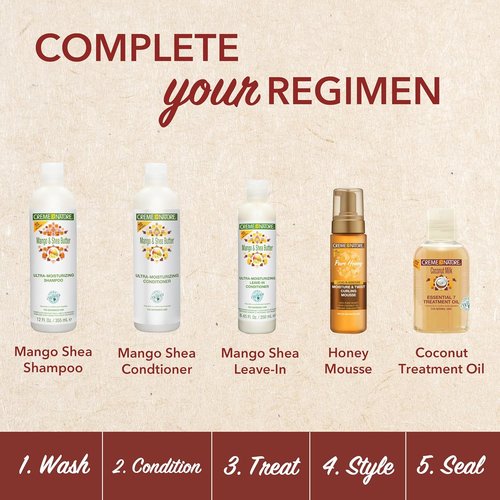 Creme of Nature Mango & Shea Butter Shampoo - Ultra-Moisturizing Cleanser for Curly Hair | 12 oz