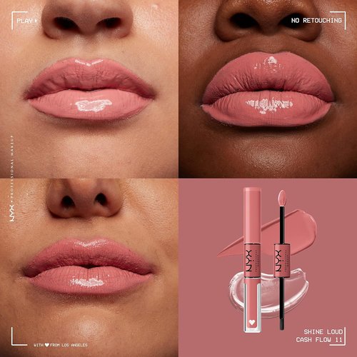 NYX PROFESSIONAL MAKEUP Shine Loud Liquid Lipstick - Long-Lasting Clear Gloss in Cash Flow (Light Dusty Rose)