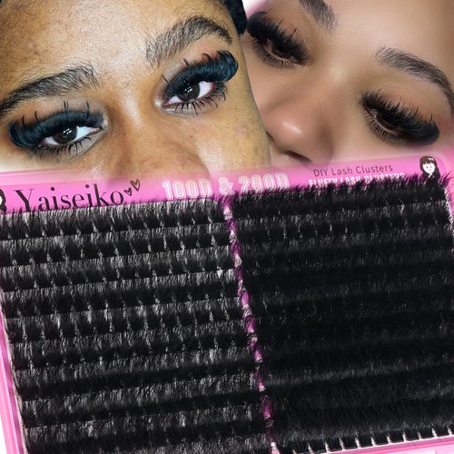 Lash Clusters 100D+200D Thick Volume Eyelash Clusters 12-25mm Wispy Individual Mega Lashes Cluster Long Eyelash Extensions 280Pcs DIY Lash Extension Replacement for Yaiseiko
