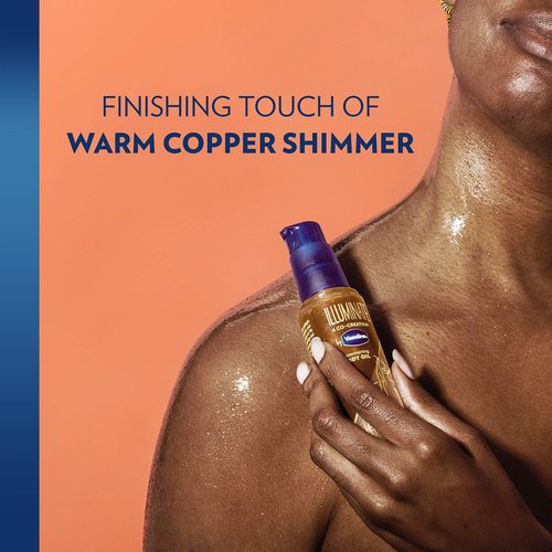 Vaseline Illuminate Me Shimmering Body Oil 3, Travel-Friendly 2-Pack – Glow Up Essentials for Melanin-Rich Skin, 3.3 Oz Ea