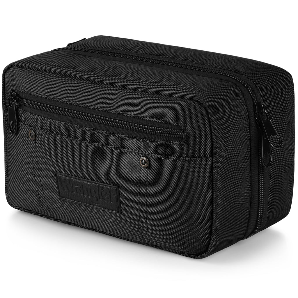 Wrangler Toiletry Bag for Men, Travel Shaving Dopp Kit, Oxford Fabric Tech Kit Bathroom Organizer, Gifts for Men