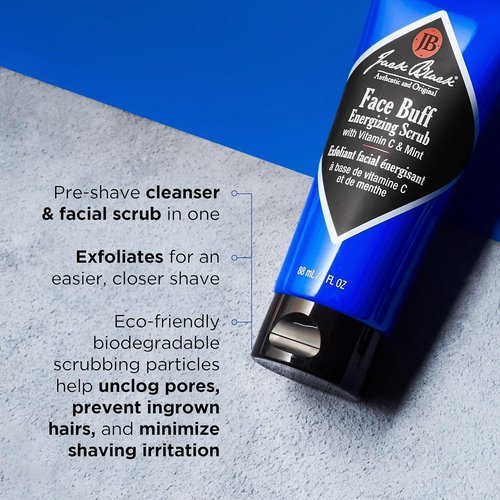Jack Black Face Buff Energizing Scrub - Exfoliating Men's Face Wash & Pre-Shave Cleanser, 3 oz