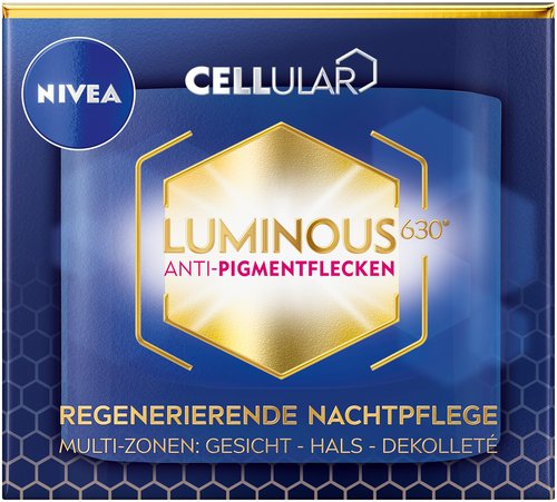 NIVEA Cellular Luminous630 Night Cream – Advanced Regenerating Anti-Pigment Skin Care for Face, Neck and Décolleté, Enriched with Hyaluronic Acid & Patented Luminous630® Complex, 50 ml