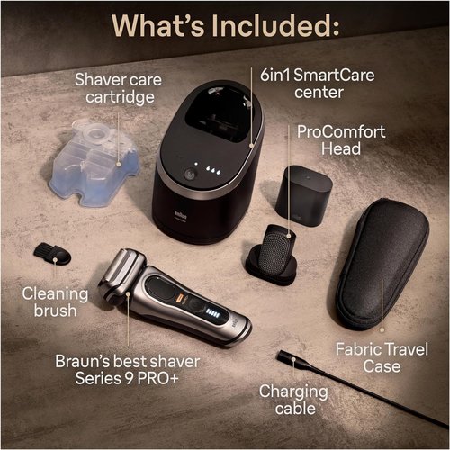 Braun Series 9 PRO+ Electric Razor - 5 Pro Shaving Elements for Ultimate Closeness & Comfort | 6-in-1 SmartCare Center
