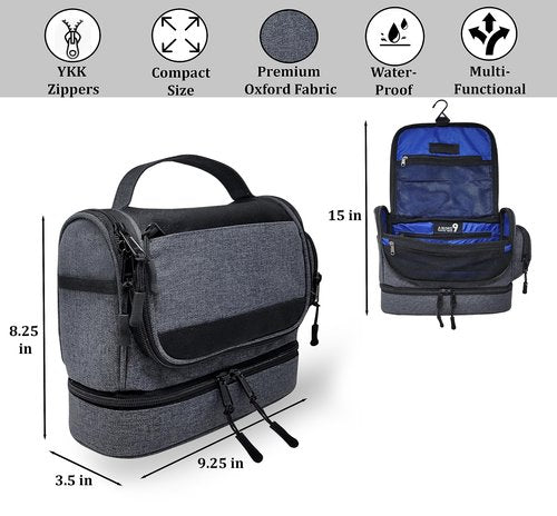 ANIMO 9 Travel Gear Hanging Toiletry Bag for Men – Rugged & Stylish Dopp Kit for the Modern Man
