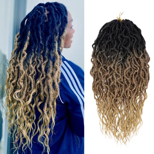 6 Packs Faux Locs Crochet Hair 24 Inch Soft Locs Crochet Braid Pre Looped Goddess Locs Crochet Hair for Women Queen Locs Crochet Braids with Curly Ends Synthetic Braiding Hair Extensions