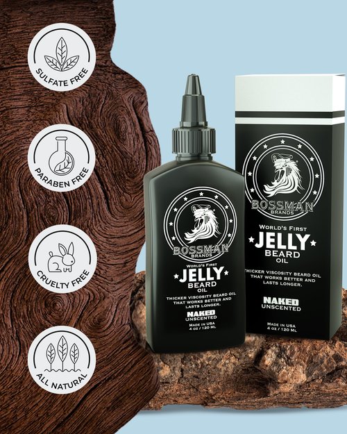 Bossman Beard Oil Jelly and Relaxing Beard Balm Combo- Naked Scent