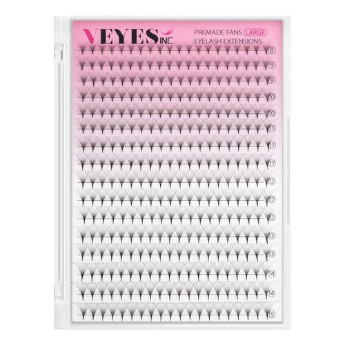 VEYES INC Premade Fans Eyelash Extensions 3D-24D C/D curl Natural & Volume Mixed Length Eyelash Tray, Professional Lash Supplies, Matte Black (10D 0.05 CC 8-15mm)