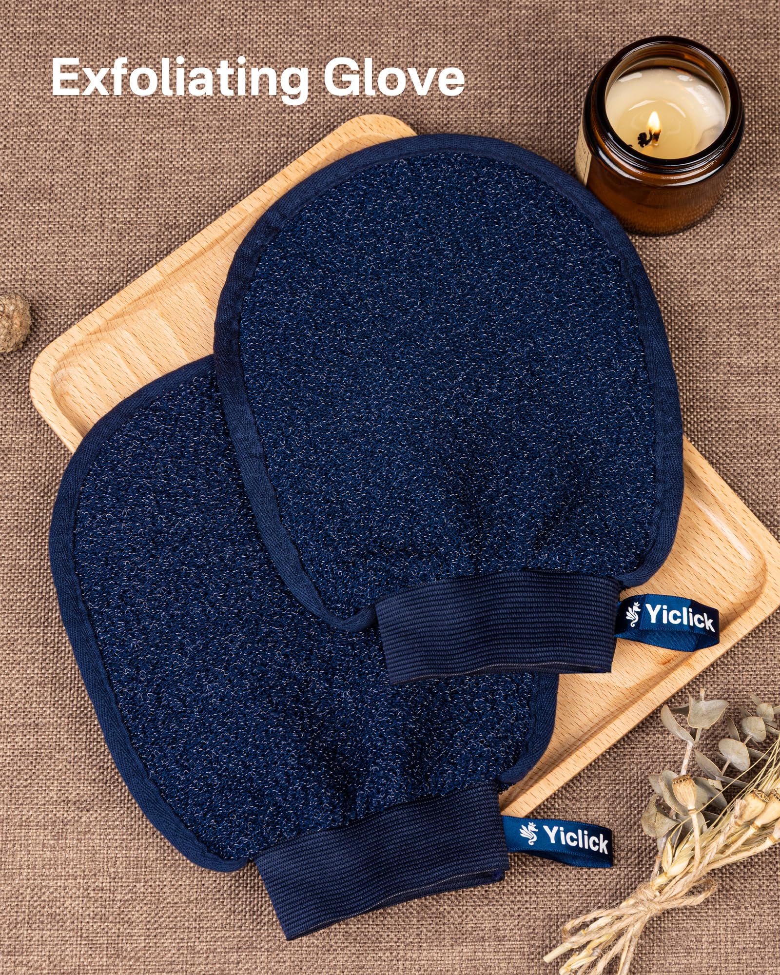 Yiclick Heavy Exfoliating Gloves, Exfoliating Body Scrubber Exfoliator, Korean Exfoliating Mitts for Dead Skin Remover, Body Scrub Mitt for Bath Shower, Exfoliate Gloves for Hand Leg Exfoliation