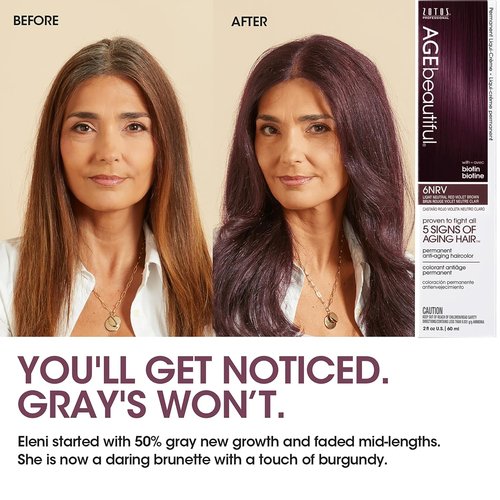 AGE Beautiful Permanent Hair Color Dye - Liqui-Creme Formula for 100% Gray Coverage | Neutral Warm Beige & Red Violet Shades | Anti-Aging with Biotin for Thicker, Fuller Hair