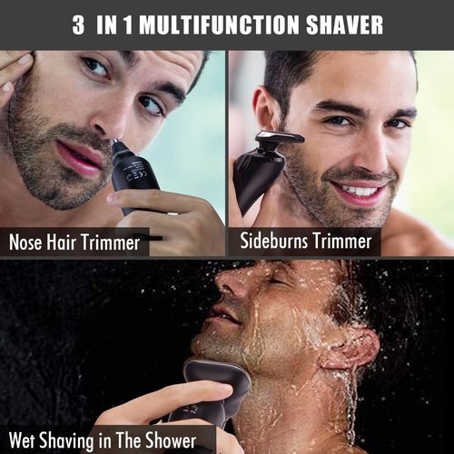 Skiennix Electric Razor for Men - Waterproof Rechargeable Shaver with Nose & Sideburn Trimmer