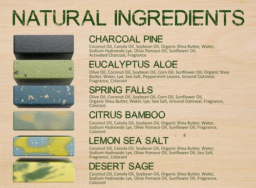 NATURAL AMERICAN ELEMENTS Mens Bar Soap - Masculine Scents, 100% Natural Soap for Men - Essential Oils, Organic Shea Butter - Made in USA, Man Body Wash - 5 oz (6pk)