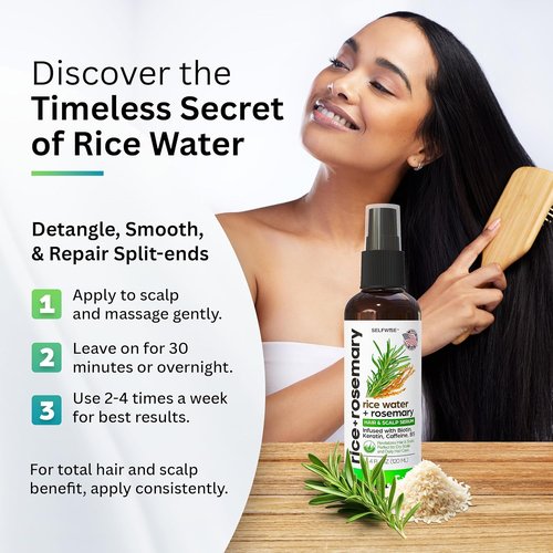 Fermented Rice Water Hair Growth Spray by NEW | Boost Thinning Hair with Rosemary, Biotin & Caffeine - All Hair Types