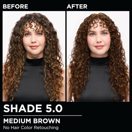 Garnier Olia Hair Color - Ammonia-Free Permanent Dye for 100% Gray Coverage | 5.0 Medium Brown, 2 Count
