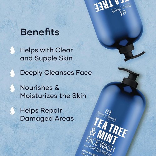 Botanic Hearth Tea Tree Face Wash - Acne Fighting & Hydrating Liquid Soap with Pure Tea Tree Oil | 16 Fl Oz