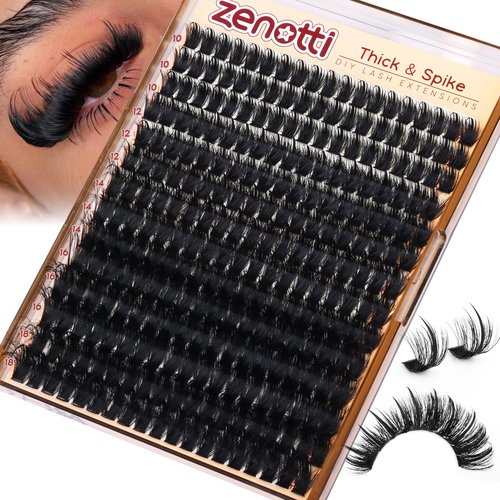 Lash Clusters Volume Eyelash Clusters with Spikes Wispy Fluff Cluster Eyelash Extensions 100D Thick Lashes Extensions DIY Individual Lashes at Home 10-18mm 266pcs by zenotti