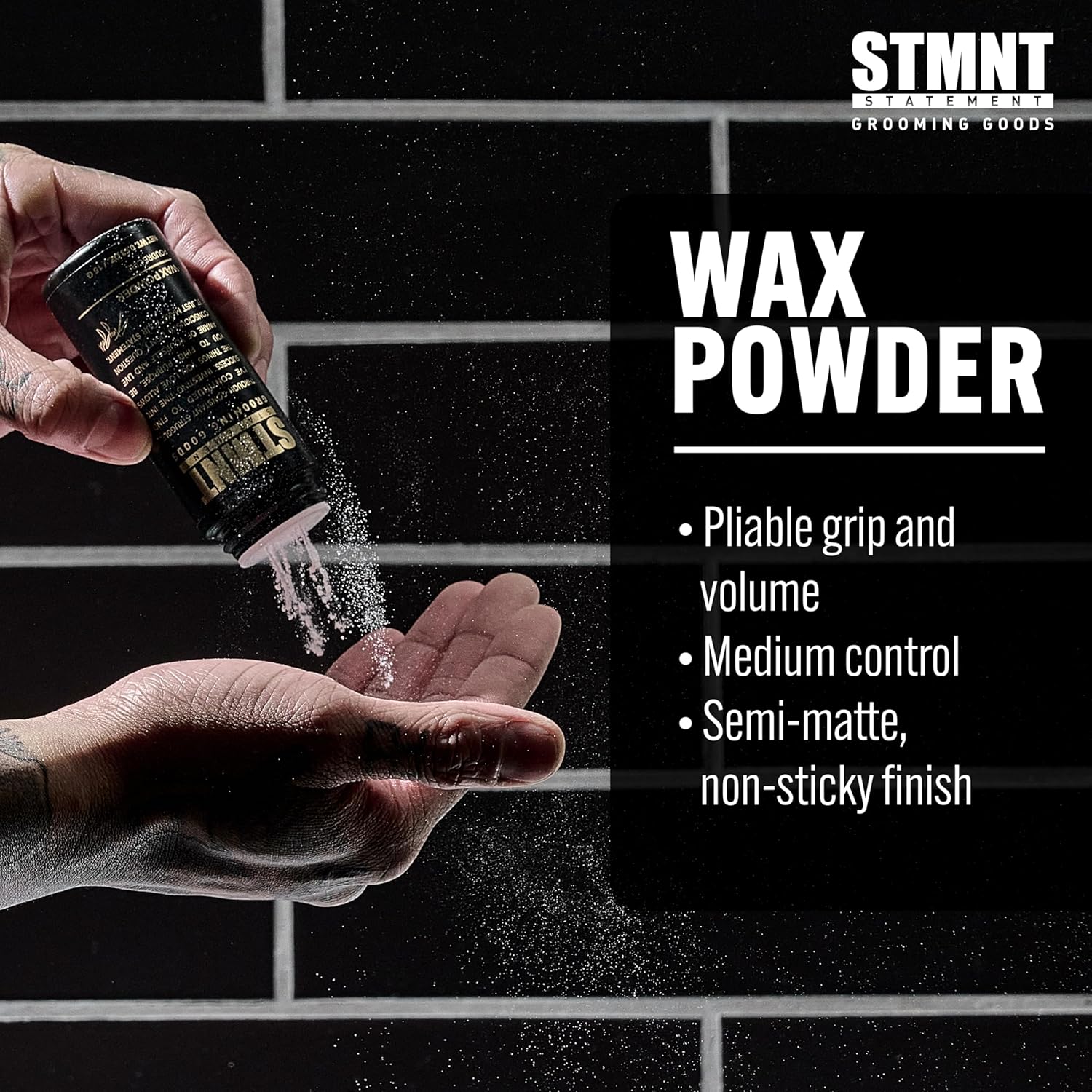 STMNT Grooming Goods Wax Powder - 0.53 oz | Semi-Matte Finish | Added Grip & Volume | Medium Control