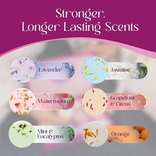 Aromatherapy Shower Steamers Gift Set – 12 Spa Tablets, 6 Scents (Lavender, Mint & Eucalyptus, Jasmine, Watermelon, Grapefruit & Orange) – Relaxation & Stress-Relief Self-Care Gifts for Women