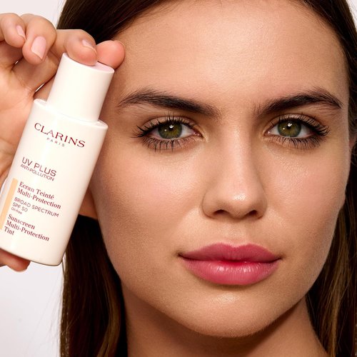 Clarins UV Plus Anti-Pollution Tinted Face Sunscreen - Broad Spectrum SPF 50 | Lightweight, Oil-Free Protection
