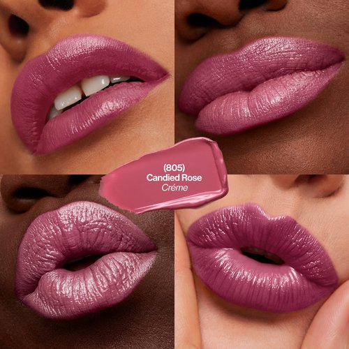 REVLON Super Lustrous Lipstick Gift Set, 5-Piece, Creamy Formula, Moisturized Feel, 755 Bare It All, 477 Black Cherry, 535 Rum Raisin, 805 Candied Rose, 810 Uncut Ruby